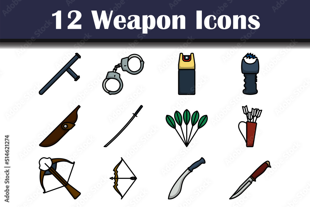 Fototapeta premium Weapon Icon Set