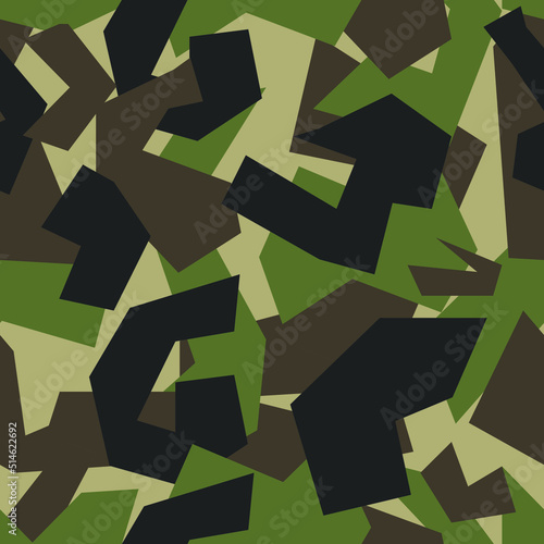 Seamless pattern with abstract geometric camouflage texture. Modern polygonal endless ornament for racing vinyl print template. Vector background.