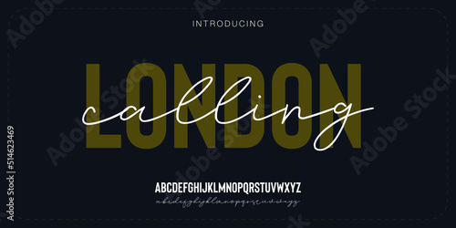 Elegant london calling alphabet duo elegant letter font. beauty Typography lettering bold sans serif and script fonts, decorative vintage retro concept. vector illustration