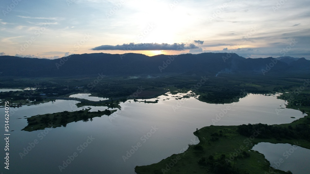 The Sunset View of Timah Tasoh Dam within Perlis, Malaysia