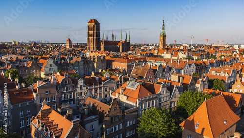 Panorama of Gdansk on a beautiful sunny day. Poland.