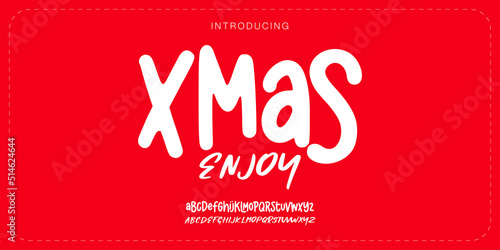 Enjoy xmas alphabet duo elegant letter font. elegant classic Typography lettering handwritten, decorative playful concept. vector illustration