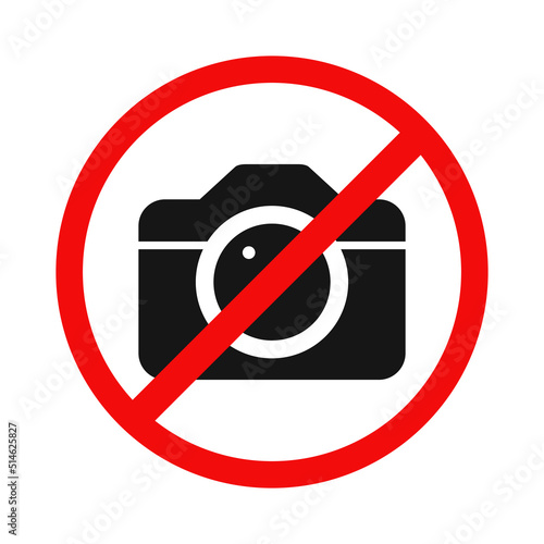 No camera, no photo sign. Camera prohibition red sign, stop photography, private property