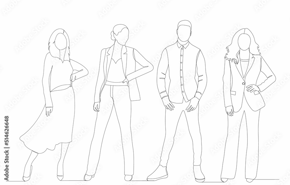 people drawing in one continuous line, isolated, vector people drawing in one continuous line, isolated, vector