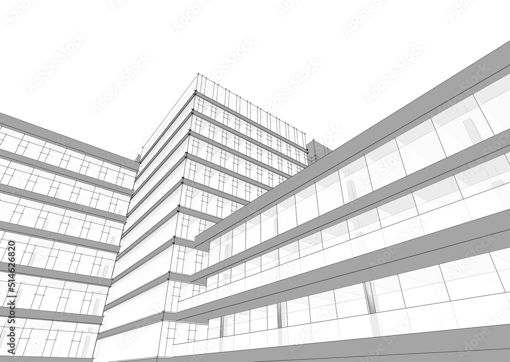 Fototapeta premium Modern office building 3d illustration