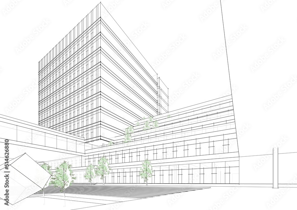 Modern office building 3d illustration Modern office building 3d illustration