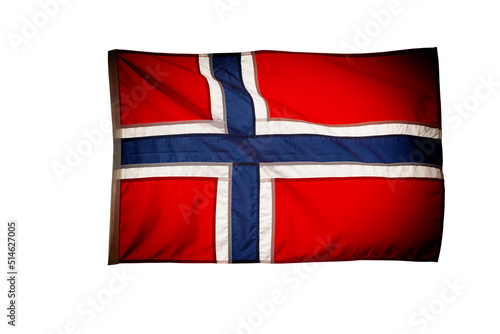 Norwegische Flagge Flagge isoliert vor weißem Hintergrund