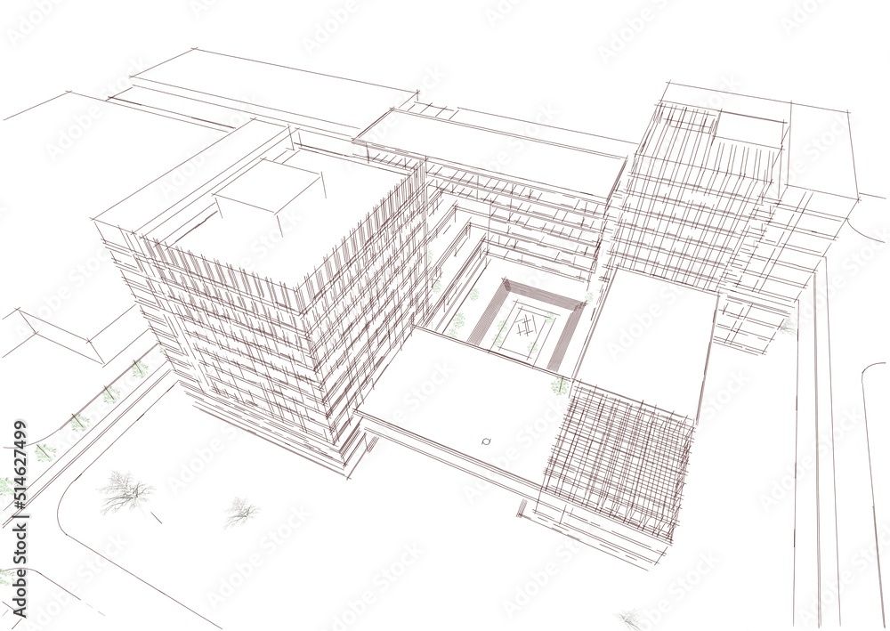 Modern office building 3d illustration Modern office building 3d illustration
