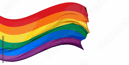 Waving rainbow flag of LGBT. Gay  Lesbian  Bisexual  Transgender and Queer pride symbol