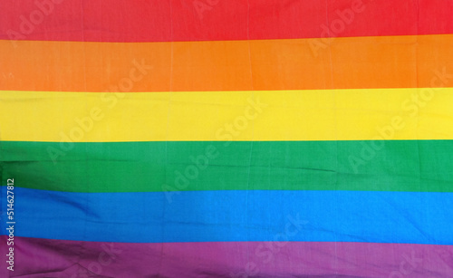 LGBT rainbow flag. Concept of the Pride month, freedom, love. Top view