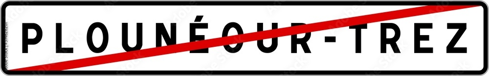 Naklejka premium Panneau sortie ville agglomération Plounéour-Trez / Town exit sign Plounéour-Trez