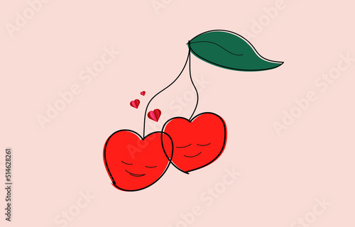 heart line hand draw vector love.Minimal hand drawn with cherry lines signatures love on background vector illustration.