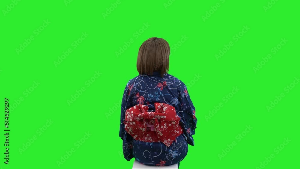 浴衣女性 クロマキー 合成素材 浴衣女性 クロマキー 合成素材
