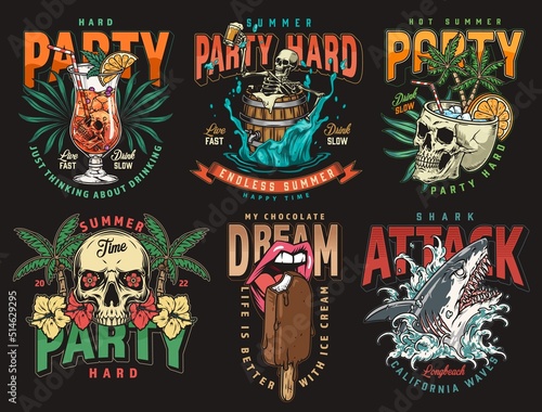 Party set posters vintage colorful