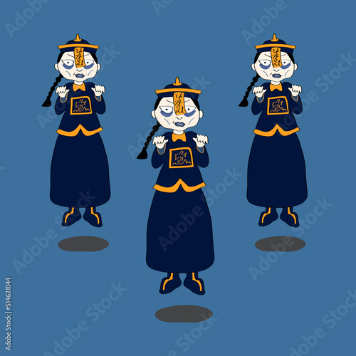 [Vector] Character illustration of Chinese zombies