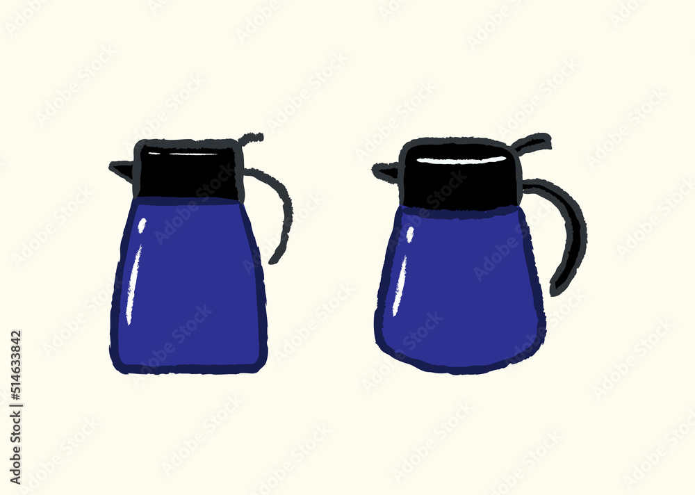 Black and blue cute simple beverage thermos in flat vector illustration art design Black and blue cute simple beverage thermos in flat vector illustration art design