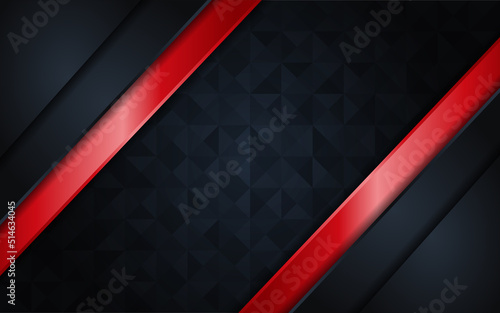 Black and red abstract background luxury shapes.