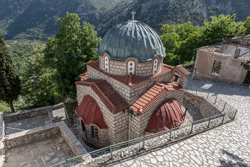 Top view of Aghios Efthymios traditional Greek Orthodox Church, Dimitsana, Arcadia, Peloponnes, Greece. photo