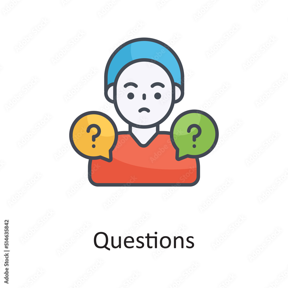 Questions vector filled outline Icon Design illustration on White background. EPS 10 File