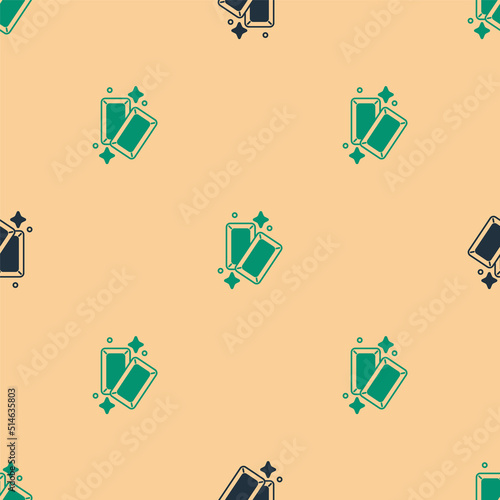 Green and black Gold bars icon isolated seamless pattern on beige background. Banking business concept. Vector