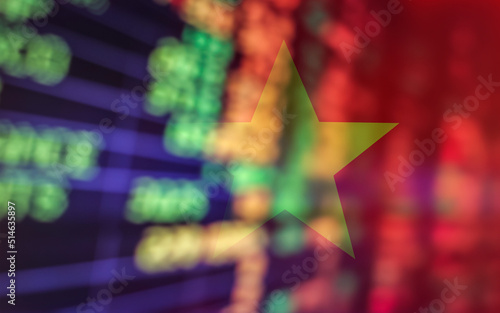 Stock market investment trading financial. Vietnam flag to analyze profitable business finance trend data background