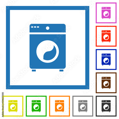 Washing machine flat framed icons