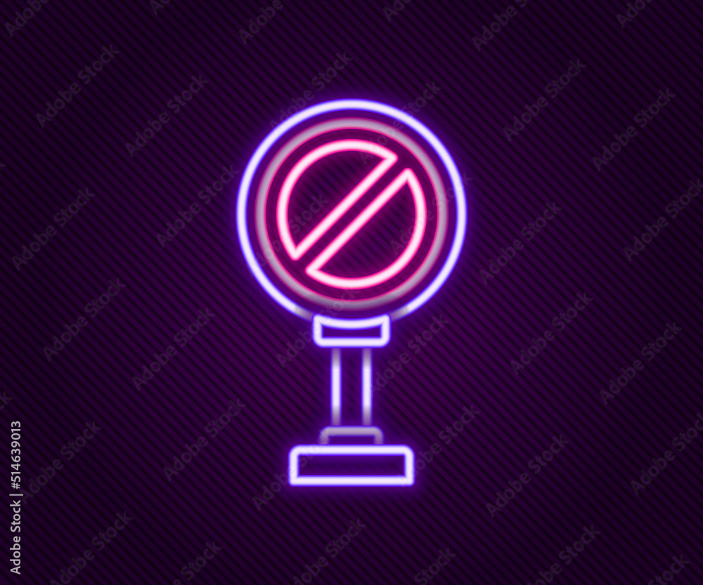 Glowing neon line Stop sign icon isolated on black background. Traffic regulatory warning stop symbol. Colorful outline concept. Vector Glowing neon line Stop sign icon isolated on black background. Traffic regulatory warning stop symbol. Colorful outline concept. Vector