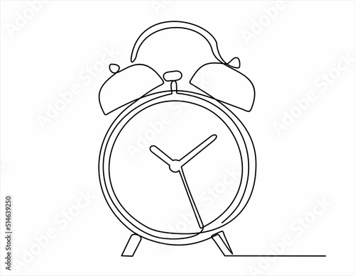 continuous line drawing alarm clock with arrow minimalist design vector illustration isolated on white background