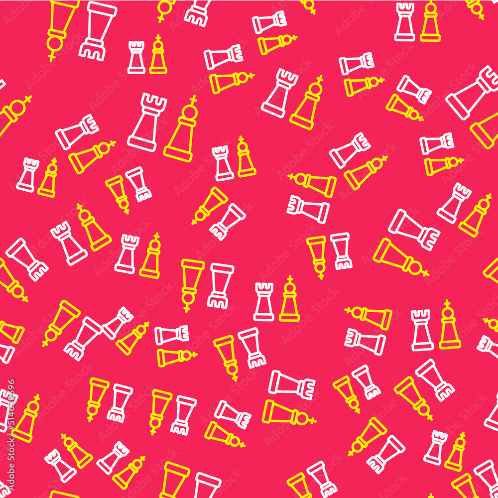 Line Chess icon isolated seamless pattern on red background. Business strategy. Game, management, finance. Vector Line Chess icon isolated seamless pattern on red background. Business strategy. Game, management, finance. Vector