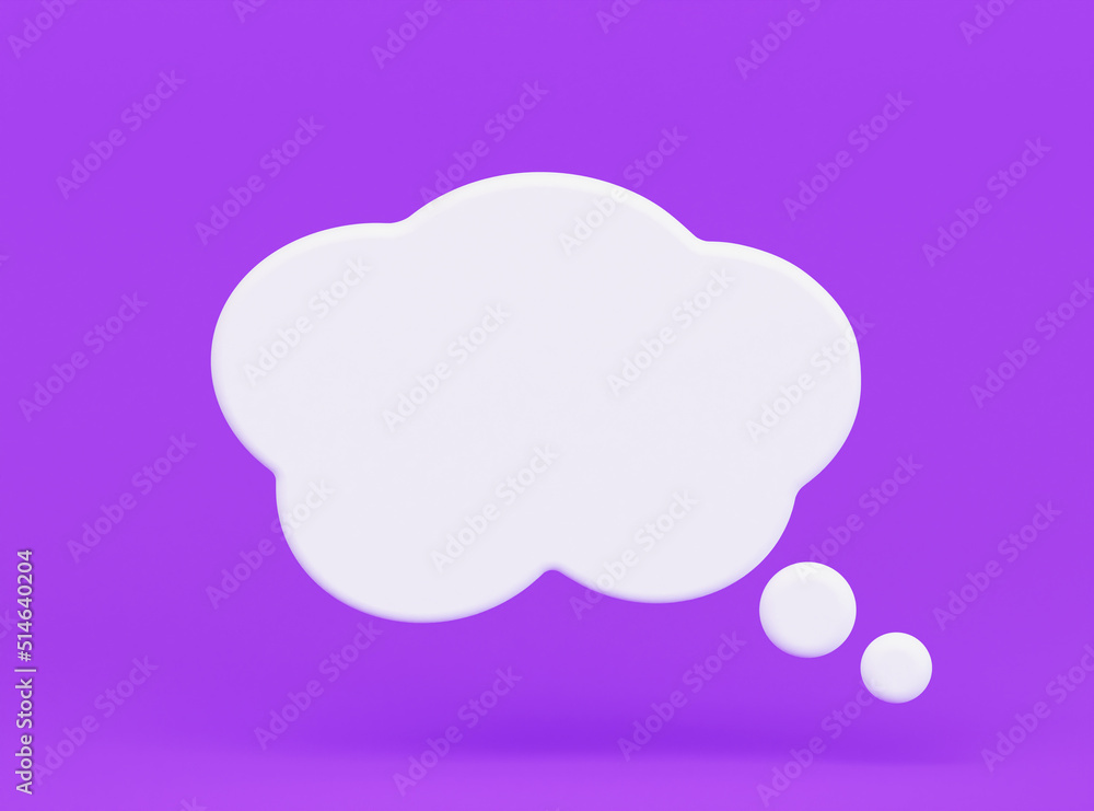 3D Empty bubble in the form of a cloud for talk and ideas. Layout for text or notifications.