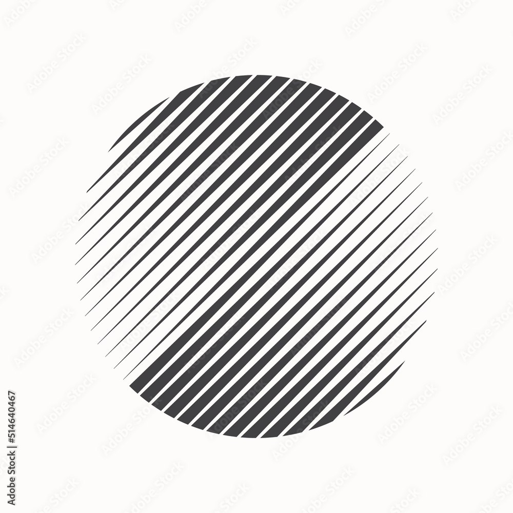 Abstract creative circles with diagonal lines. Geometric art lines background. Can be used as icon, logo or tattoo.