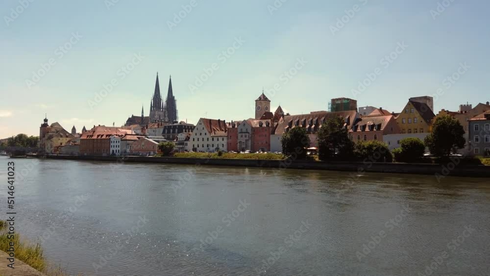 A timelapse shot of the Regensburg skyline on a glorious summer morning A timelapse shot of the Regensburg skyline on a glorious summer morning