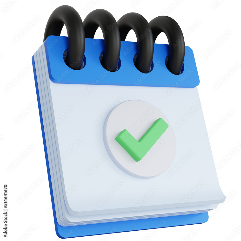 3d rendering calendar with check icon isolated 3d rendering calendar with check icon isolated