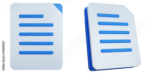 3d rendering two file blue with different angle isolated