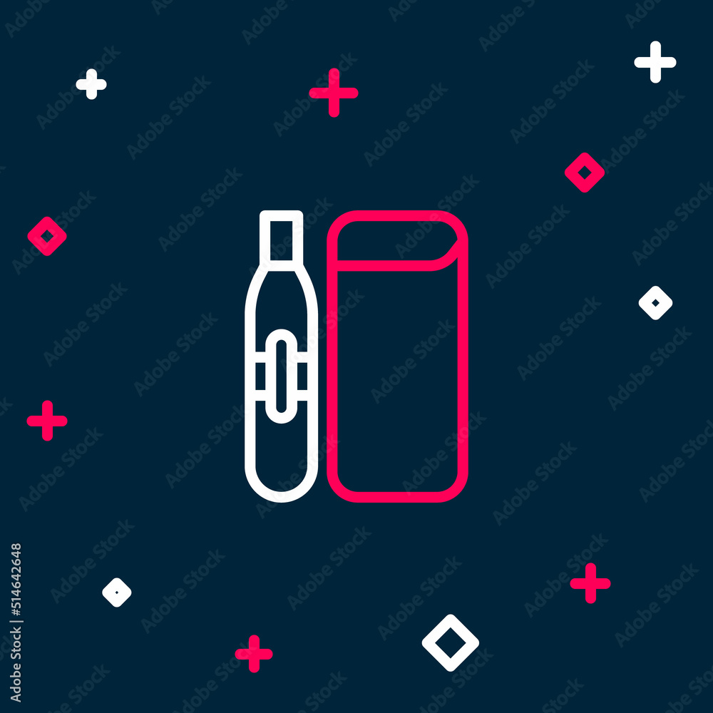 Obraz premium Line Electronic cigarette icon isolated on blue background. Vape smoking tool. Vaporizer Device. Colorful outline concept. Vector