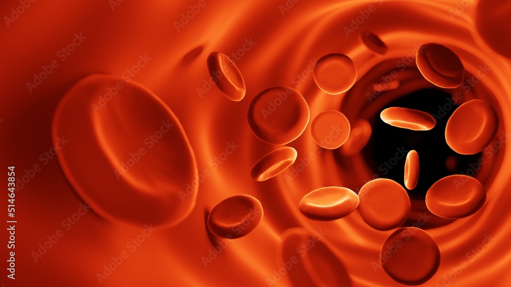 Inside Rbc Red blood cells in bloodstream. Medicine and biology scientific ...