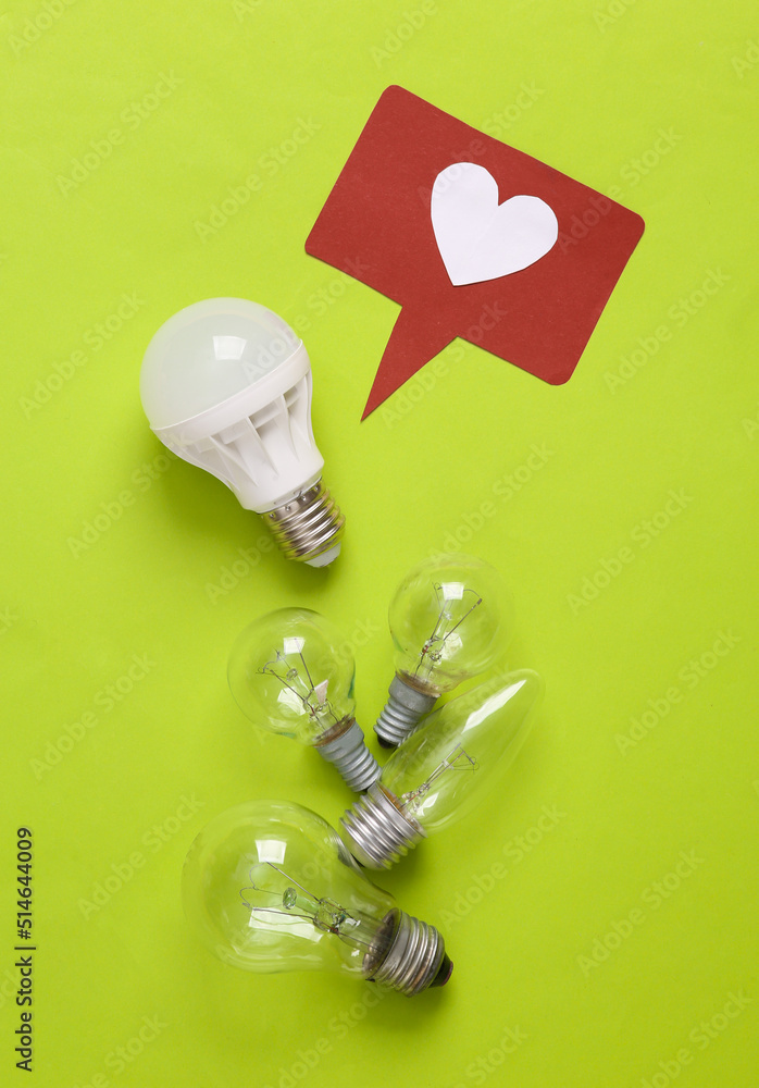 Light bulbs with like icon on green background. Creative idea, feedback, positive reaction Light bulbs with like icon on green background. Creative idea, feedback, positive reaction
