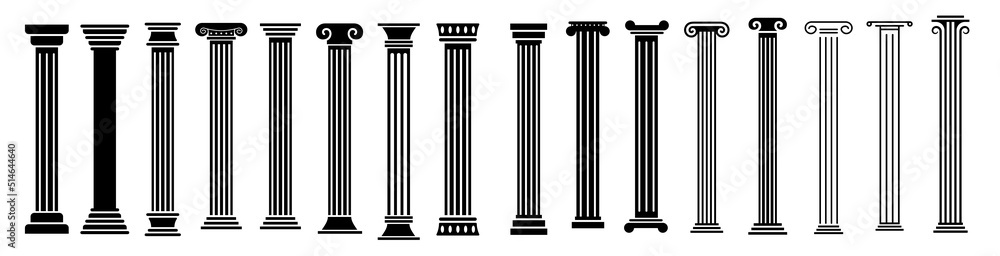 Fototapeta premium Ancient columns icon set. Vector icon