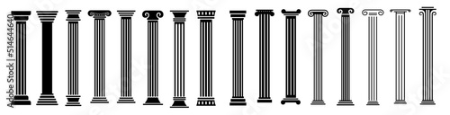 Fotografiet Ancient columns icon set. Vector icon