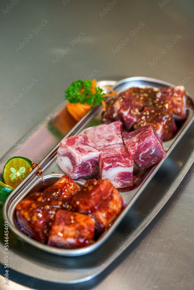 Korean charcoal grilled beef cubes Korean charcoal grilled beef cubes