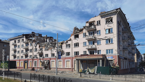 The consequences of the explosion of the hotel Ukraine by a Russian missile. photo