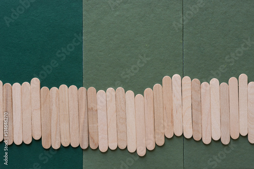 Canvas Print wood sticks on green paper