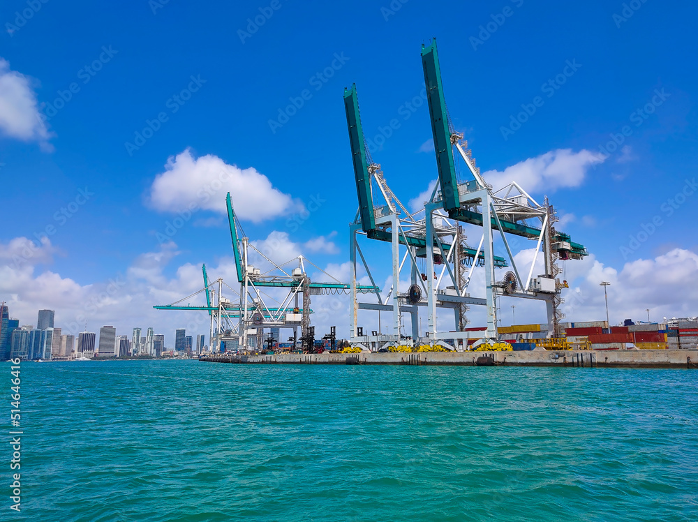 Many containers at Port Miami, one of the largest cargo port Many containers at Port Miami, one of the largest cargo port