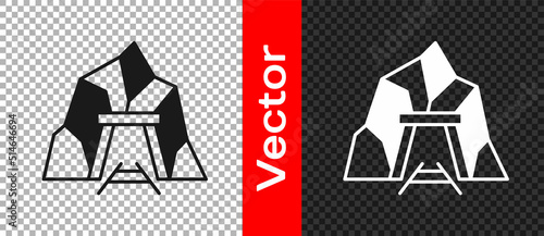 Black Mine entrance icon isolated on transparent background. Vector