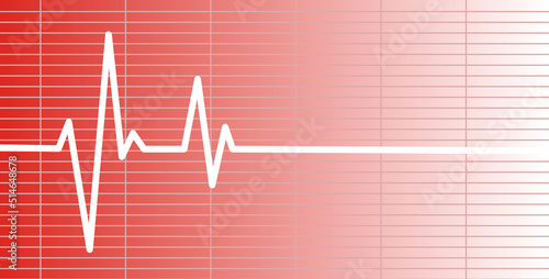 Tło bicie serca . linia pulsu. Ilustracja wektorowa na czerwonym  tle. Bicie serca, EKG. Zdrowie i medycyna.	