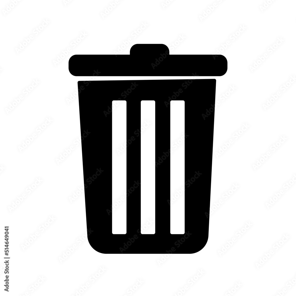 Trash bin icon on white background Trash bin icon on white background