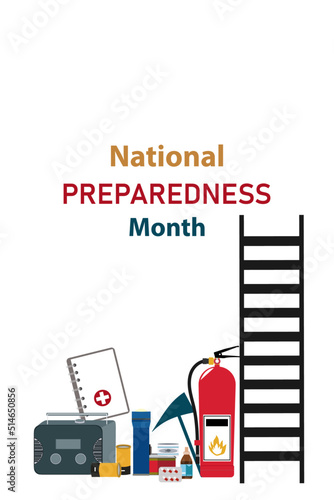 September is National Preparedness month, Vector illustration with emergency plan icons. Template for  banner,  poster, background,  card, poster.