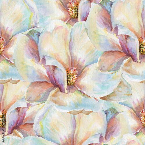 Wallpaper Mural Seamless pattern with flowers. Hand-drawn background. Floral pattern for wallpaper or fabric. Flower magnolia. Botanic Tile. Torontodigital.ca