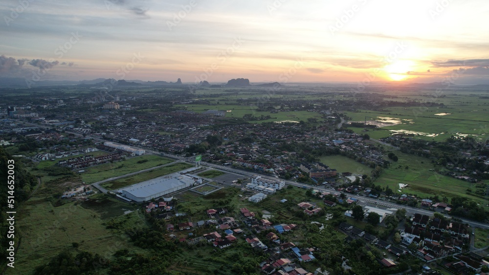 Perlis, Malaysia – June 29, 2022: The Beautiful Kangar City at Sunrise