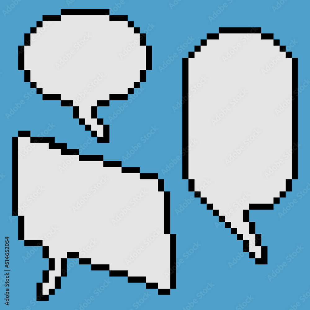 Speech bubble, place for text boxes with pixel art. Vector illustration. Speech bubble, place for text boxes with pixel art. Vector illustration.
